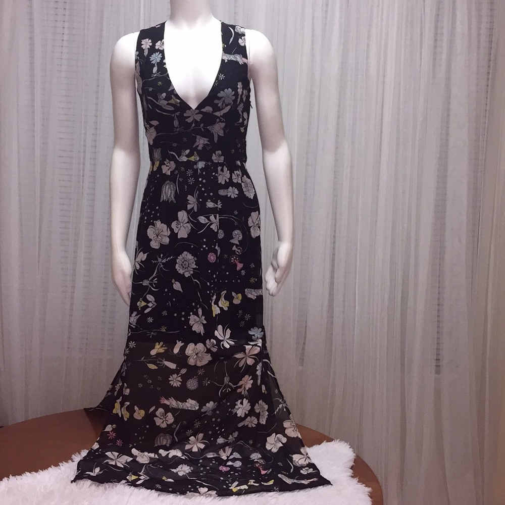 NWT H&M Conscious Maxi Sheer Floral Dress Size 4
